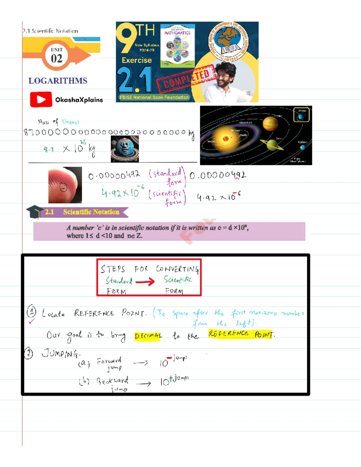 Notes Exercise 2.1 - 2 Scientific Notation 9 TH Accide MATHEMATICS OF ...