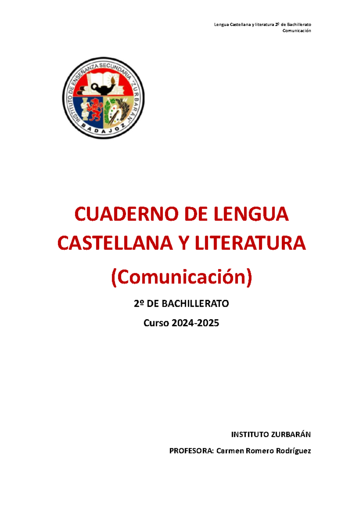 Cuaderno de Lengua Castellana y Literatura ( Comunicación ...