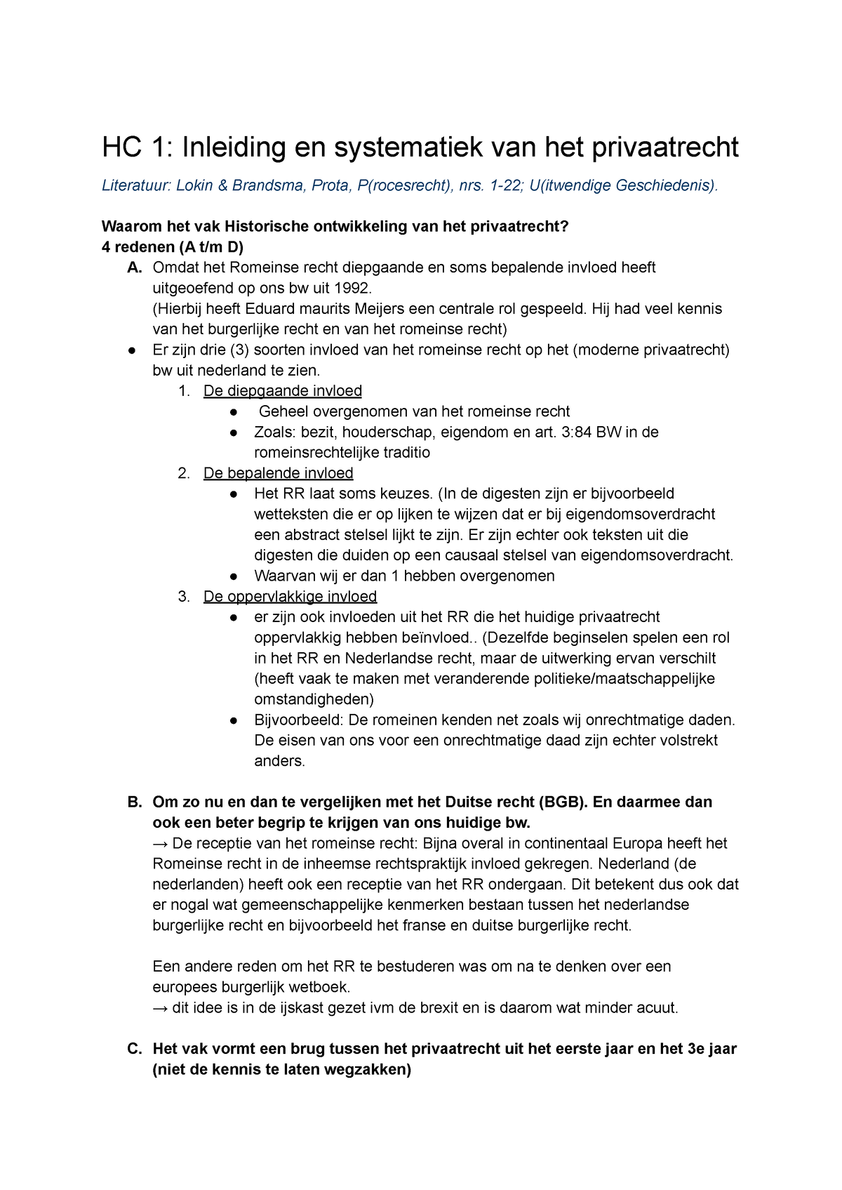 HC 1 Inleiding En Systematiek Van Het Privaatrecht - HC 1: Inleiding En ...