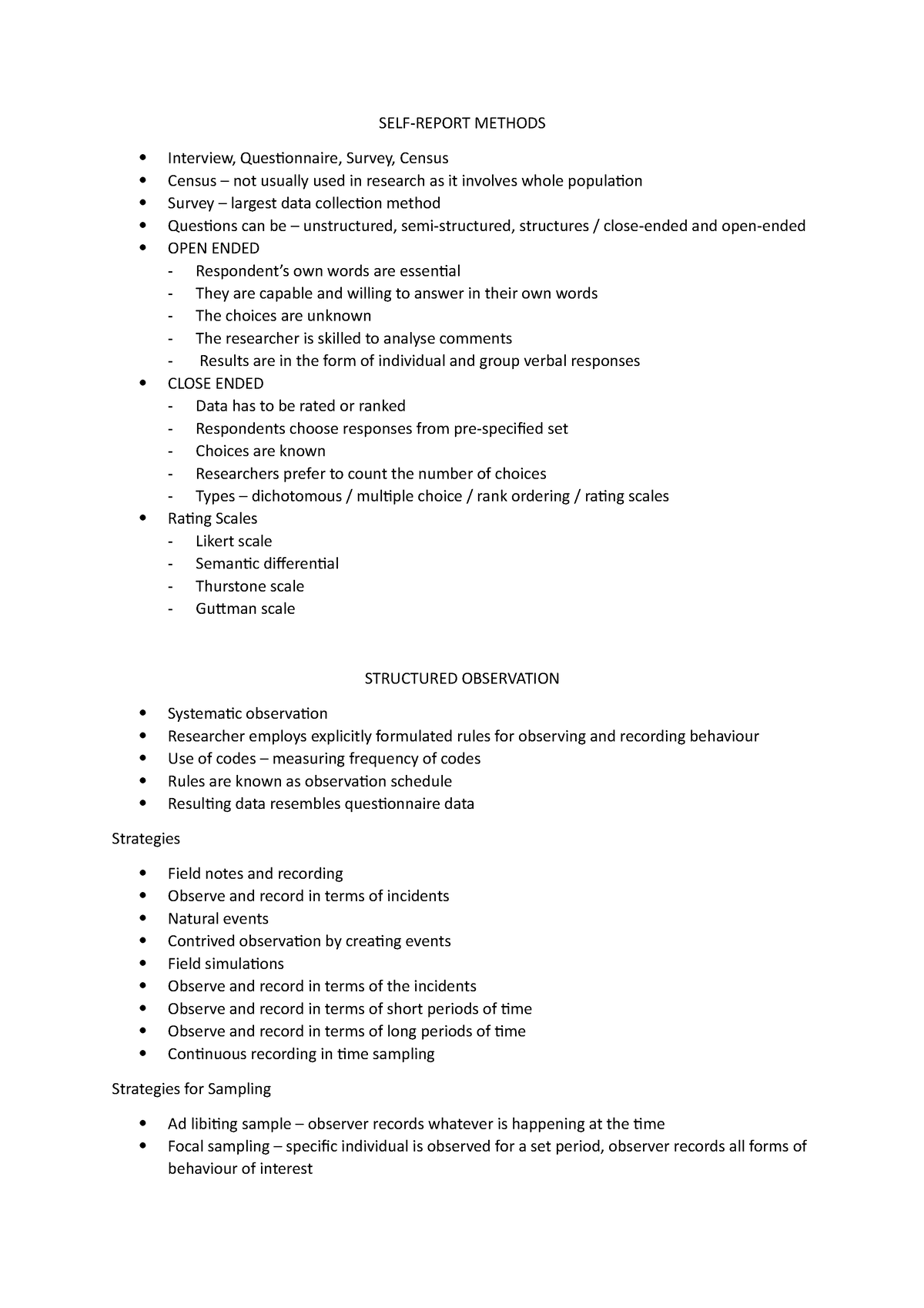 Methods in Quantitative Research - SELF-REPORT METHODS Interview ...