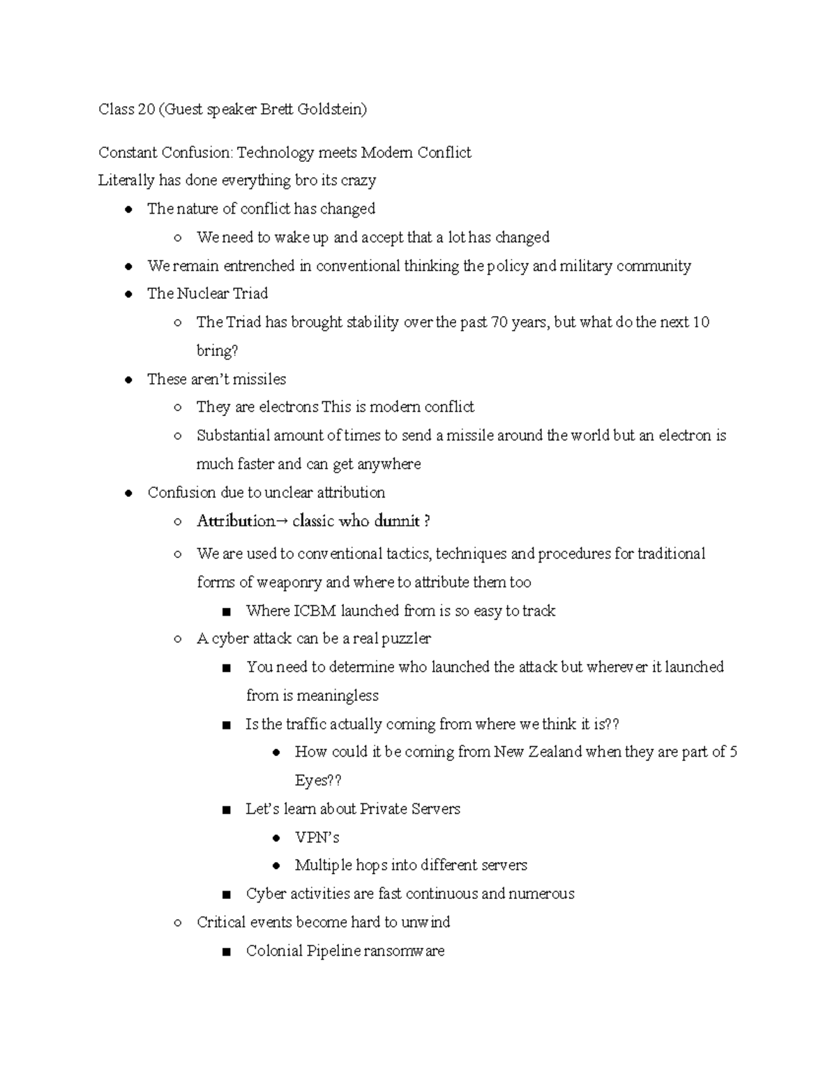Class 20 - Lecture notes 20 - PSCI 2235 - Vandy - Studocu