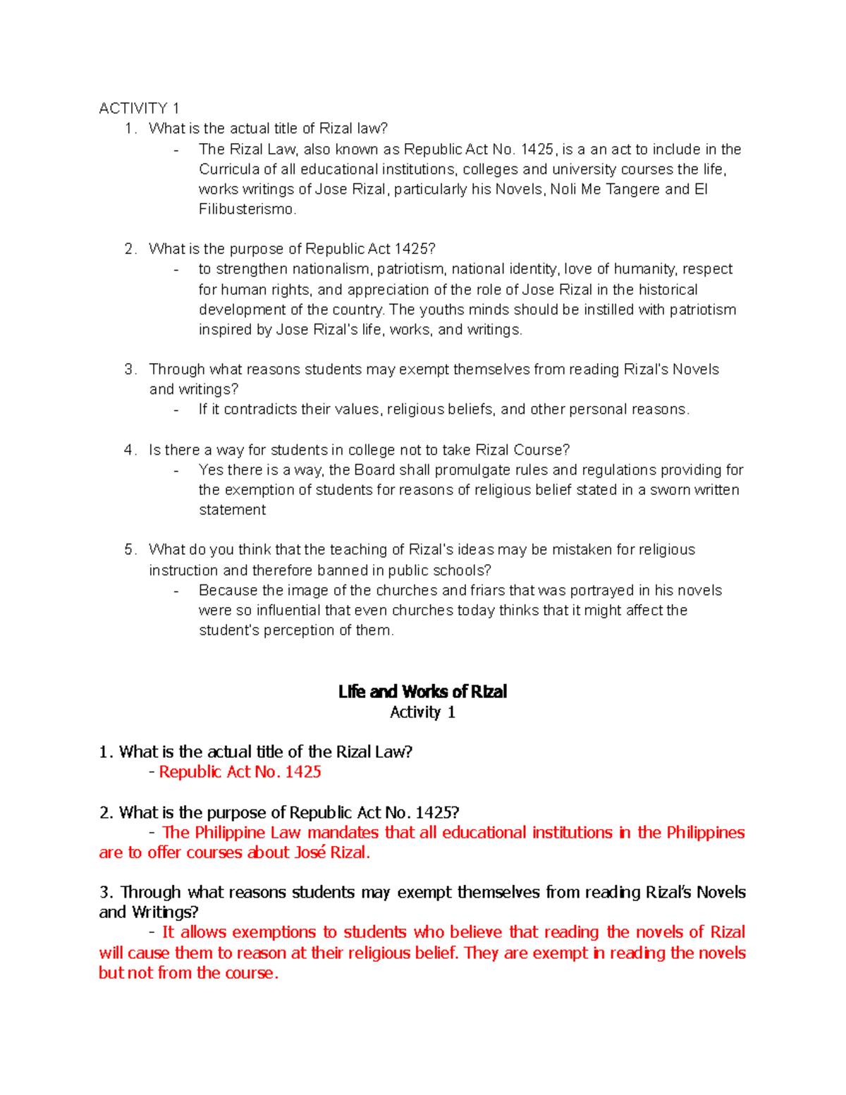 DP1-2 - Rizal-Chapter-1-2 - ACTIVITY 1 1. What Is The Actual Title Of ...