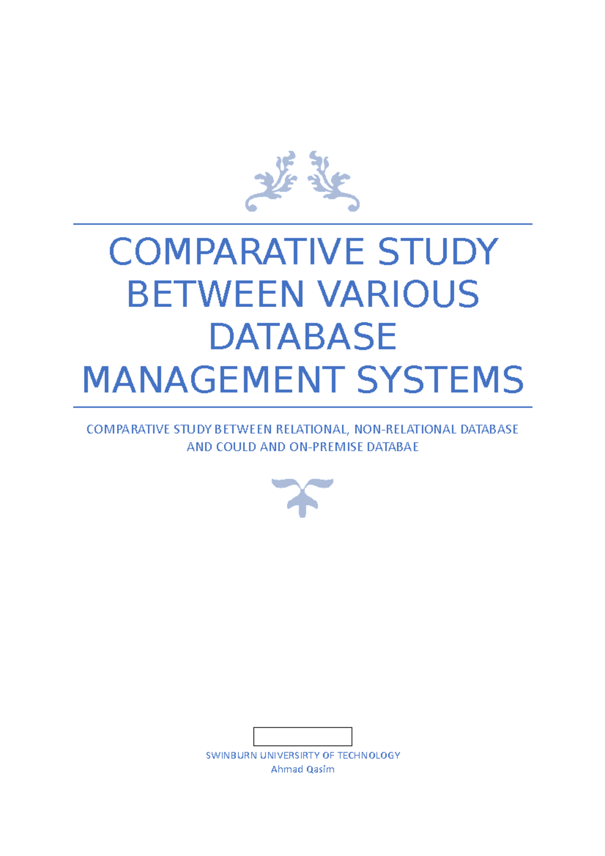 Technology Enqiury Project old - COMPARATIVE STUDY BETWEEN VARIOUS ...