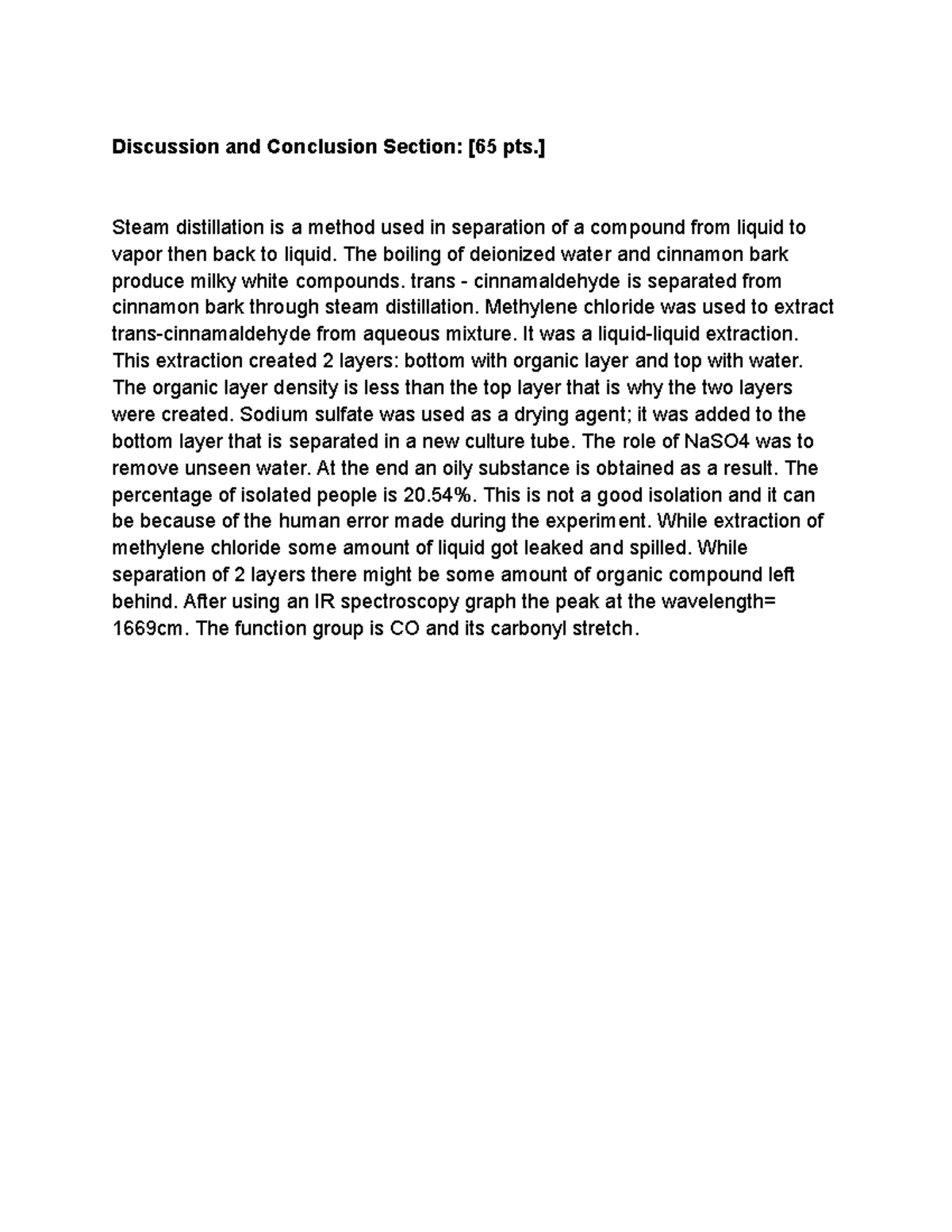 Experiment II – Steam Distillation: Isolation of the Natural Product ...