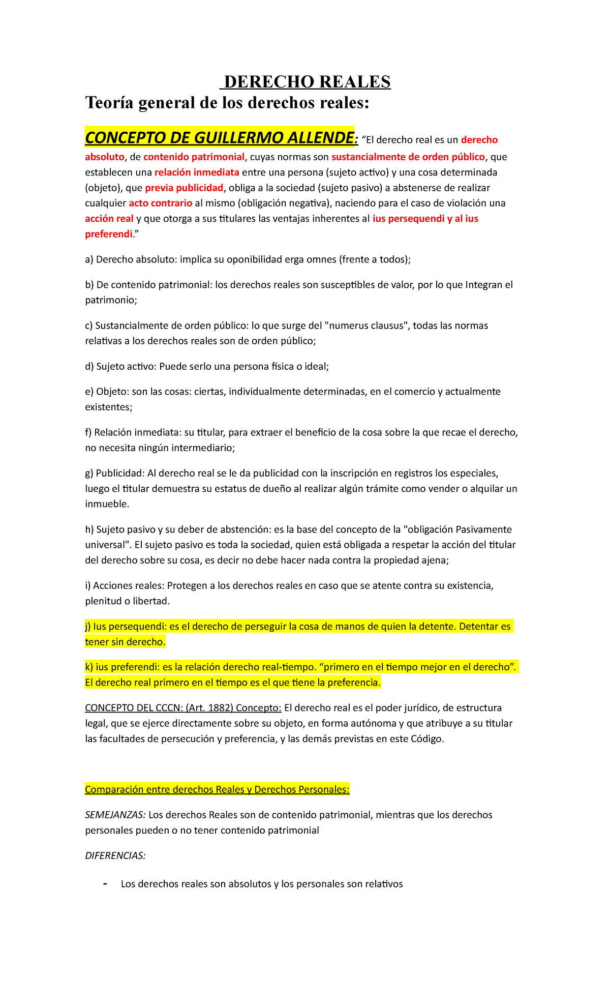 derechos reales 1er parcial kevin derecho reales teoría general de