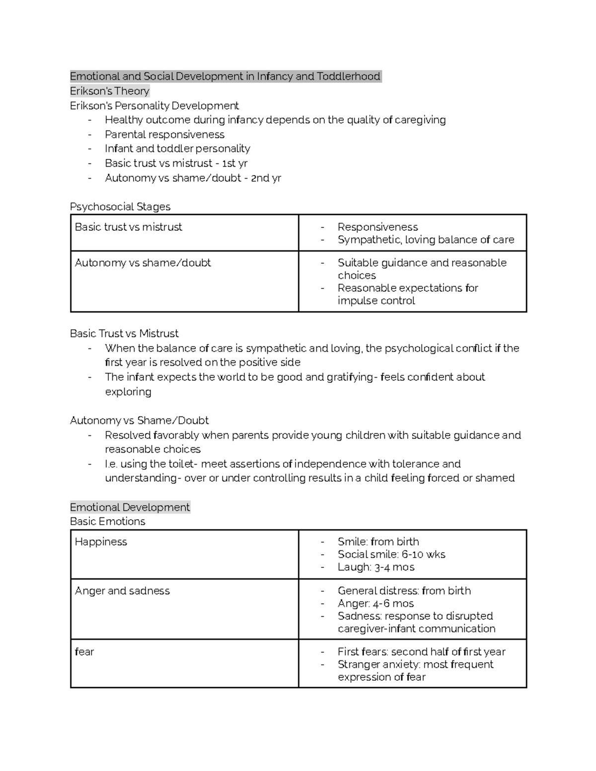 Chapter 6 notes - Emotional and Social Development in Infancy and ...