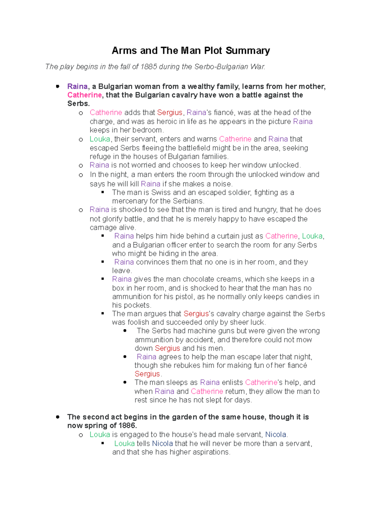 Suranya Arms and The Man summary book prose Arms and The Man Plot