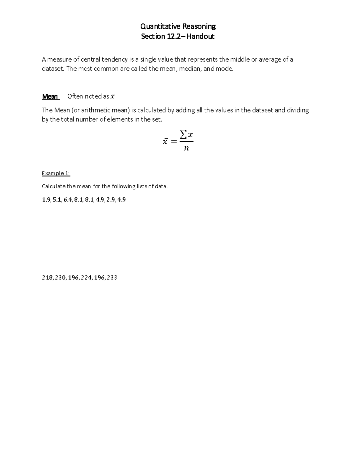 Section 12 - Lecture notes 12.2 - Section 1 2. 2 – Handout A measure of ...