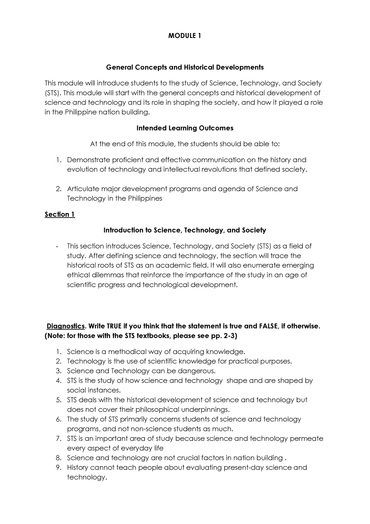 Pdfcoffee - Module 1 Of Science Technology And Society - MODULE 1 ...