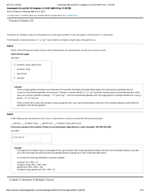 Genetics HW 5 - homework - « Exit Print View Print Homework 5 due ...