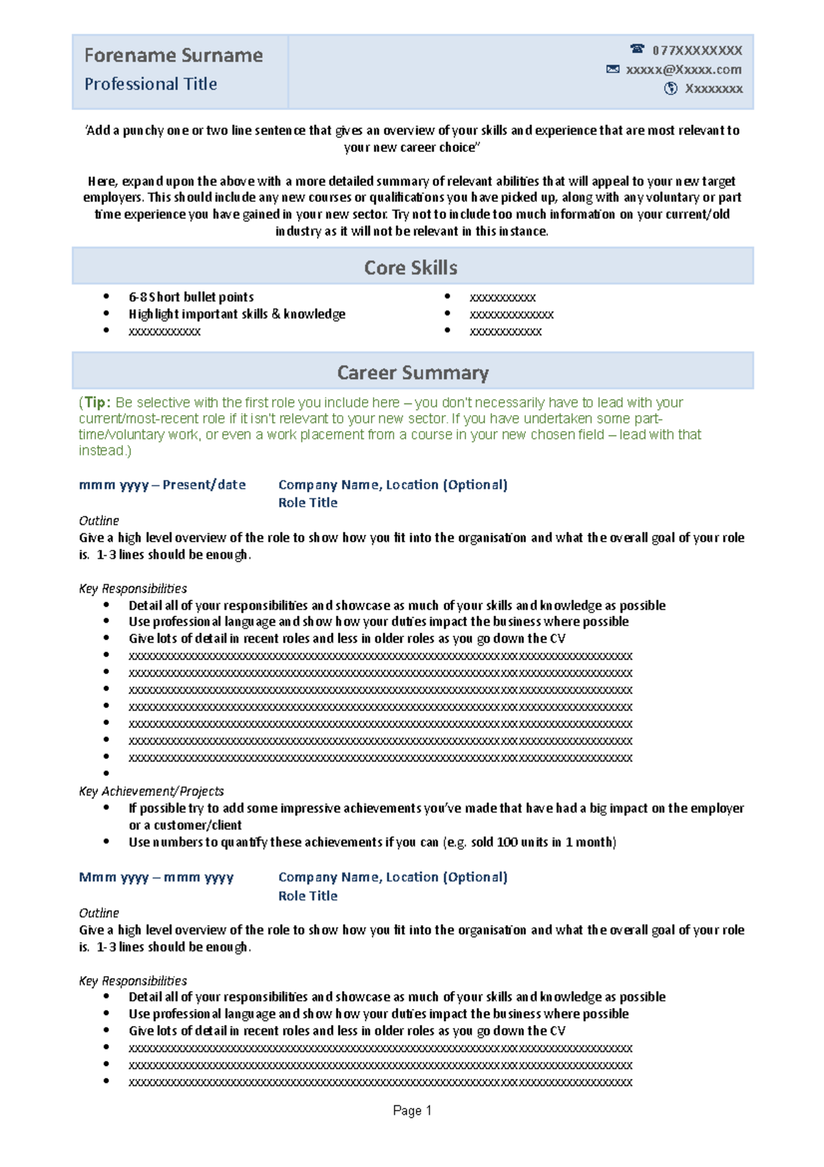 Career change Grey Pro ‘Add a punchy one or two line sentence that