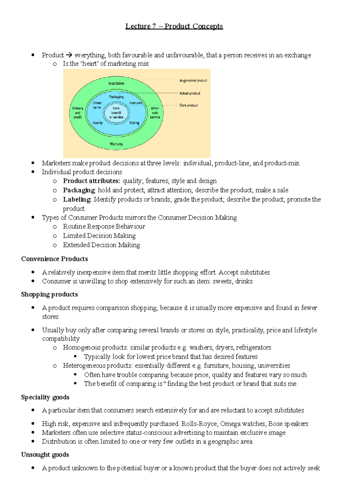 Lecture 7- Product Concepts - Lecture 7 – Product Concepts Product ...