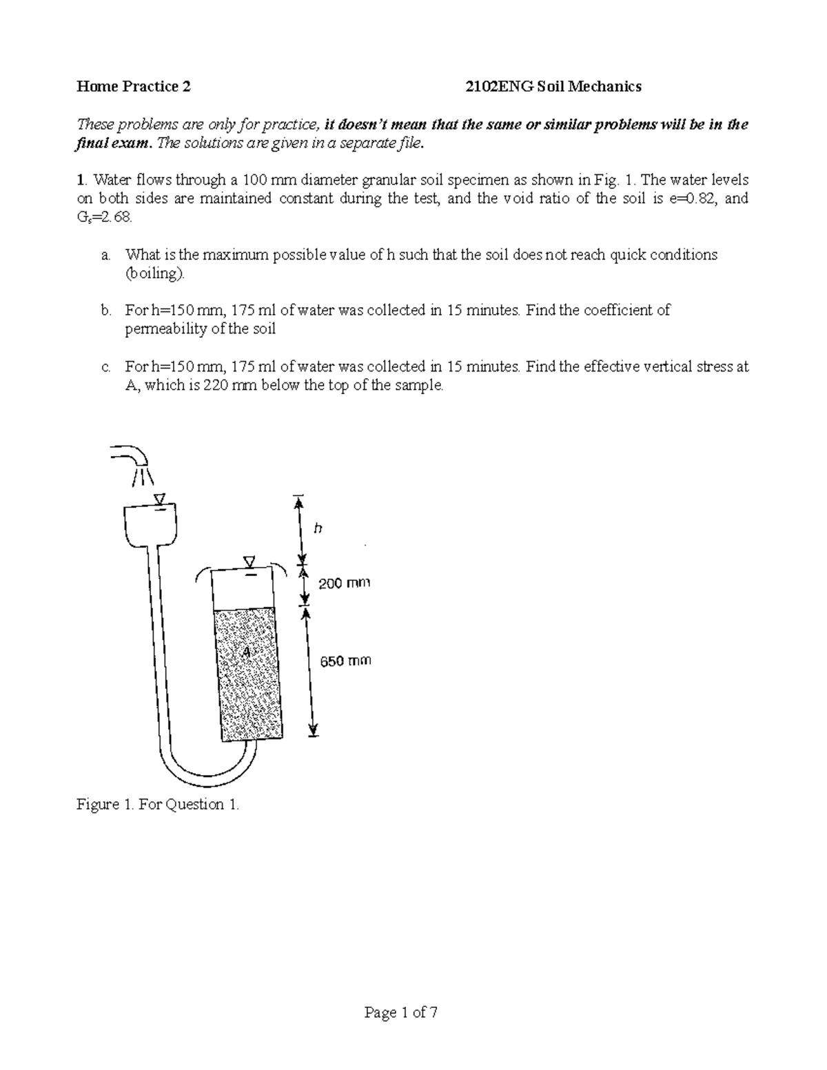 Practical - more practice questions - Home Practice 2 2102ENG Soil ...