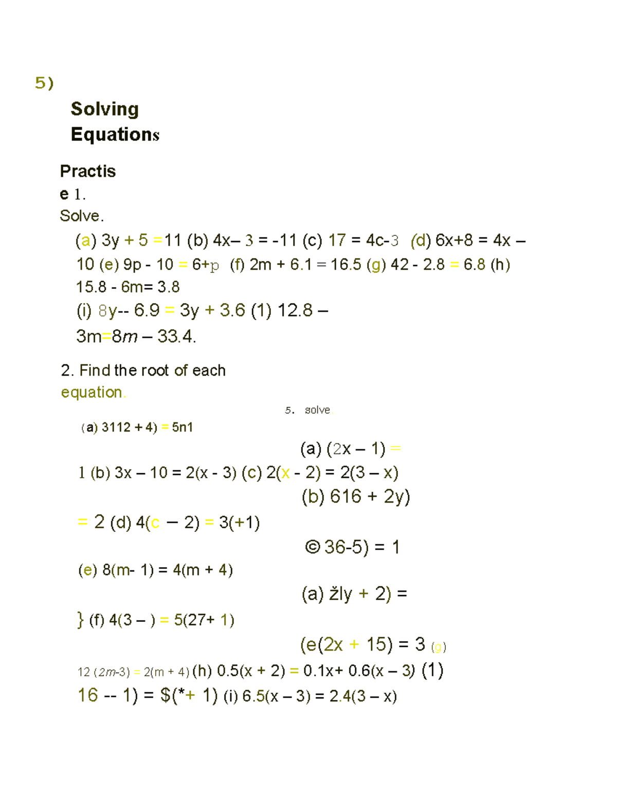10D Review Essential Skills 3 5 ) Solving