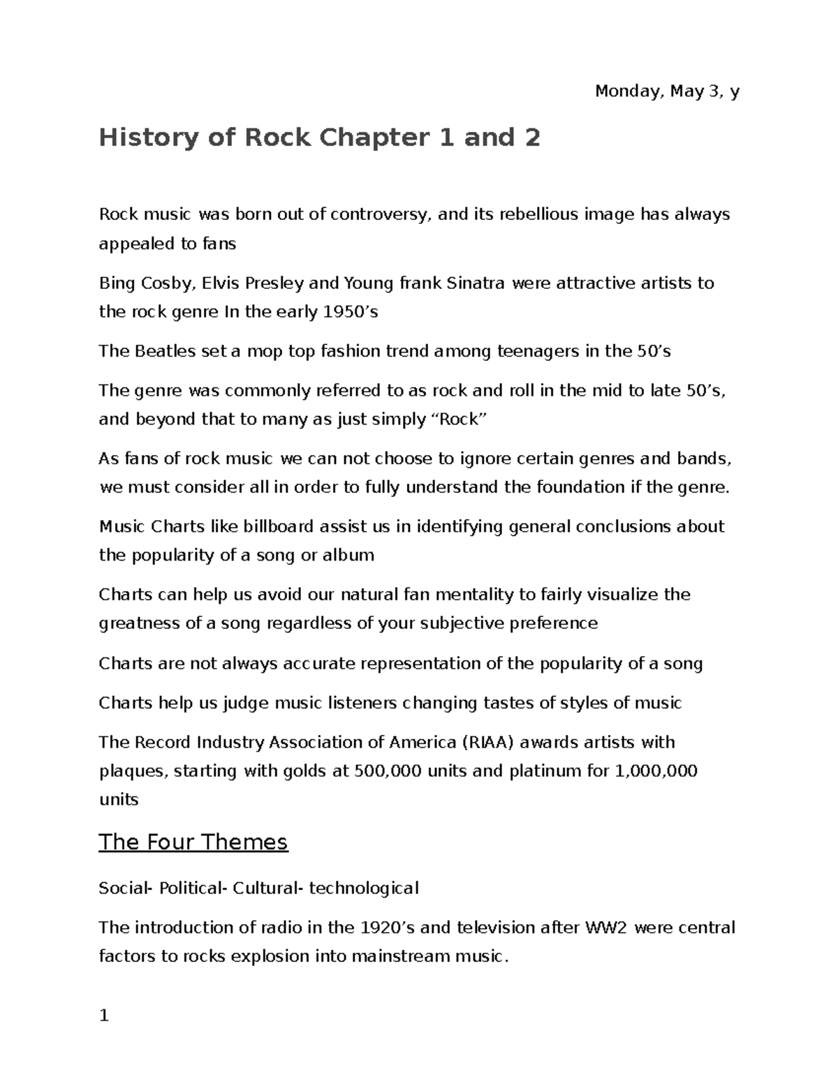 History Of Rock Ch 1 And 2 - Tuesday, October 29, Y History Of Rock ...