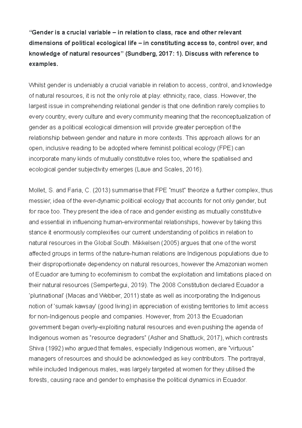 'Gender is a crucial variable' Essay - “Gender is a crucial variable ...