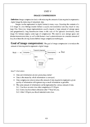 DIP - DIP notes - UNIT IV IMAGE COMPRESSION Lossless compression ...
