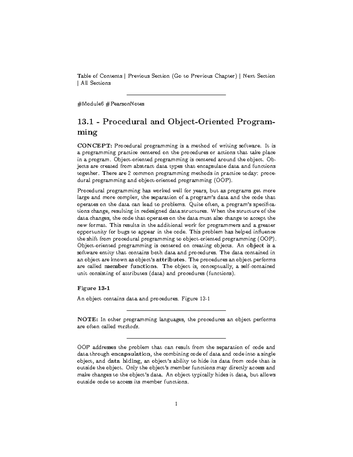 13.1 - Procedural and Object-Oriented Programming - Table of Contents ...