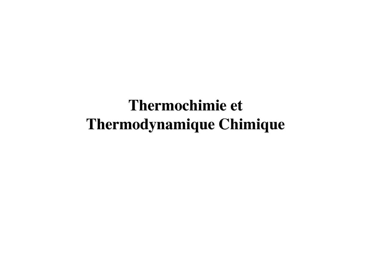 Cours Thermochimie SMPC S1 - Thermochimie EtThermochimie Et ...