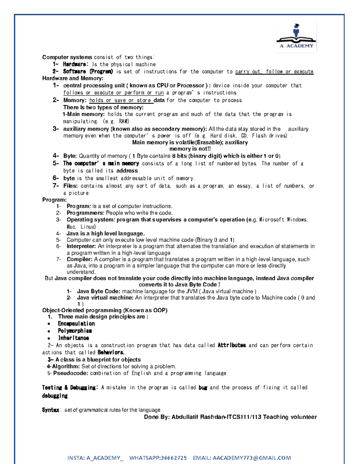 Revch 1 - Summary Computer Programming - INSTA: A_ACADEMY_ WHATSAPP ...
