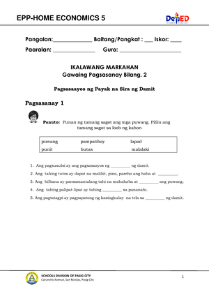 PE 8 - Q2 - DW2 - Notes - 1 MAPEH 8 SCHOOLS DIVISION OF PASIG CITY Name ...