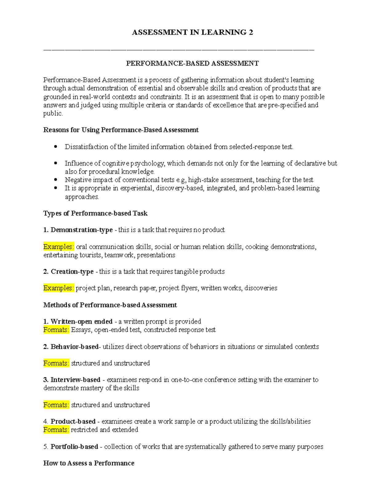 Assessment-IN- Learning-2- Lecture NOTE 2 - ASSESSMENT IN LEARNING 2 ...