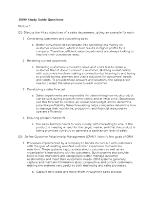 D099 Unit 4 Test - End Of Unit 4 Test- 1 Attempt - UNIT 4: CUSTOMER ...