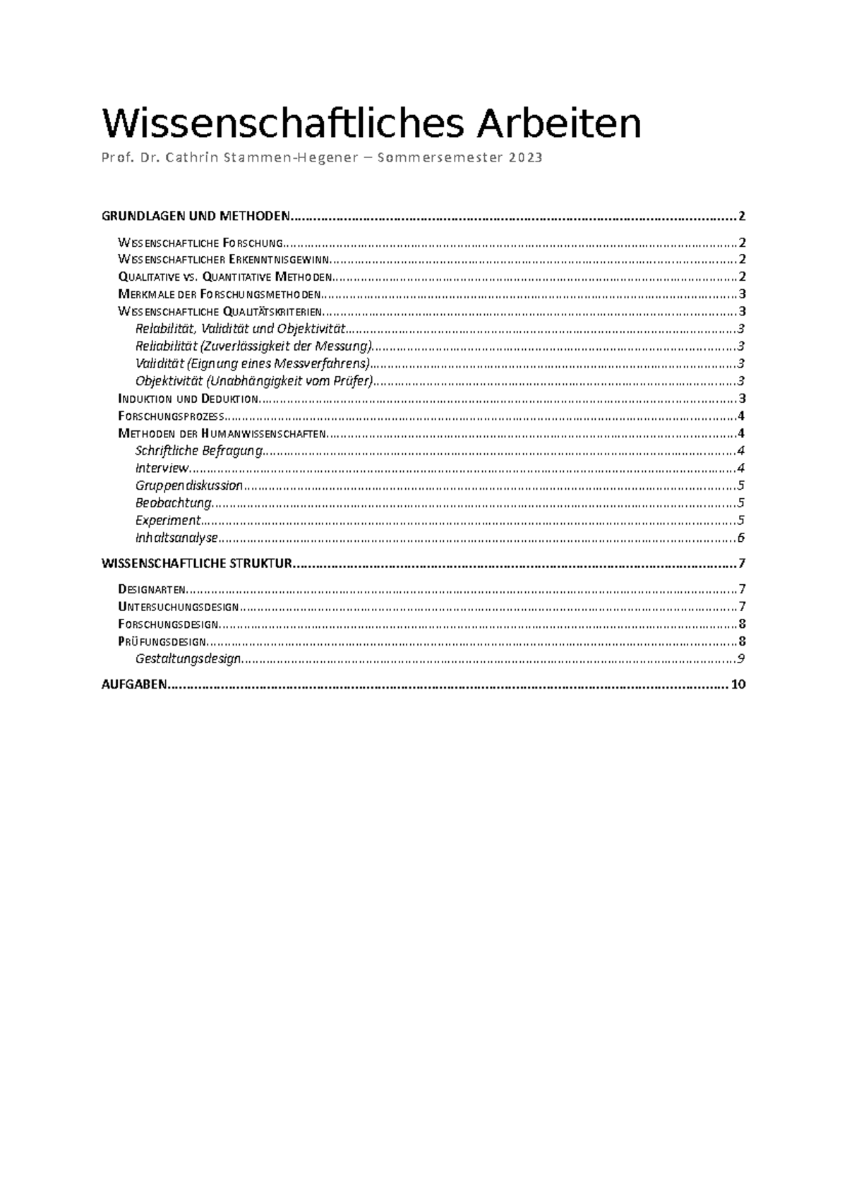 Wissenschaftliches Arbeiten (Zusammenfassung) - Wissenschaftliches ...