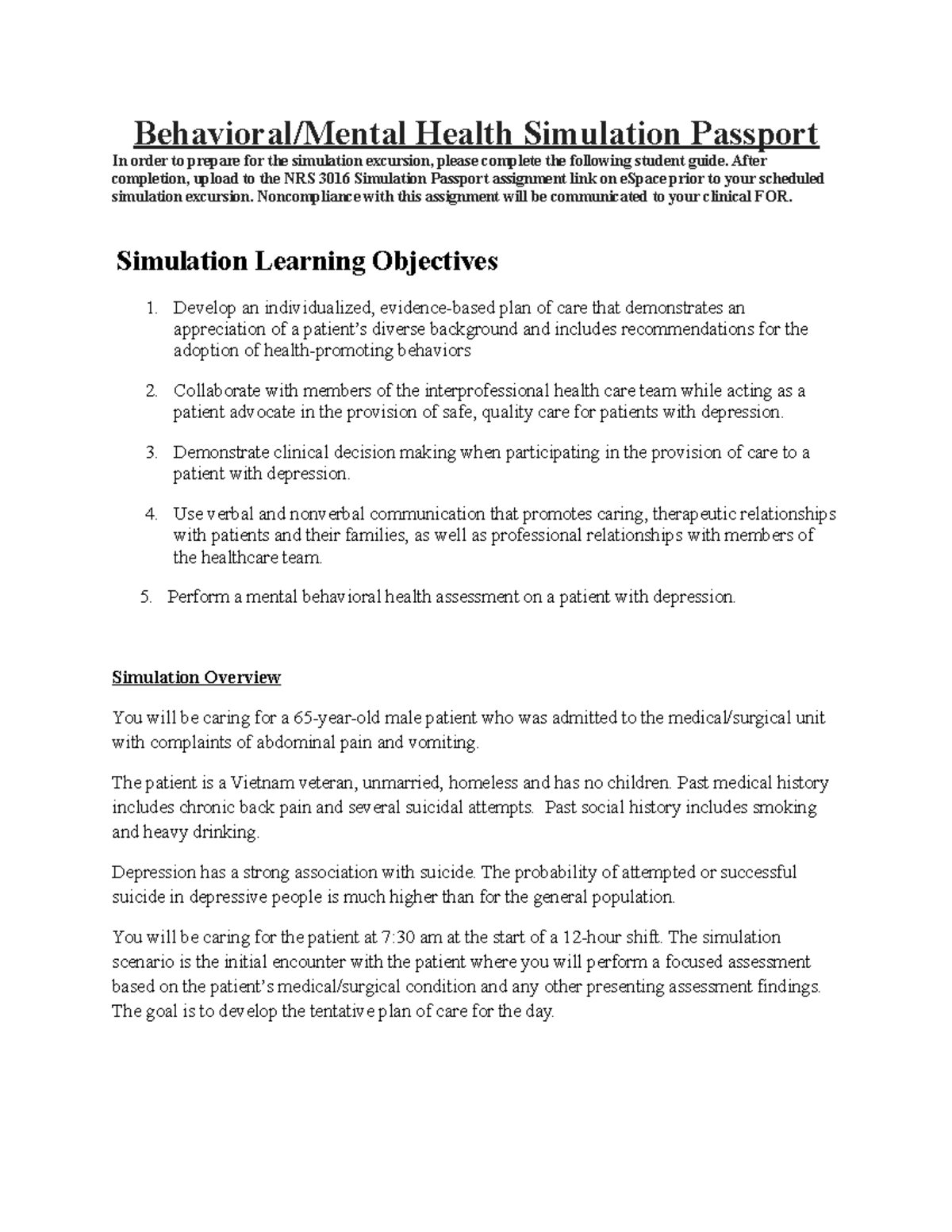 Simulation Passport for Behavioral and Mental Health (3) - Behavioral ...