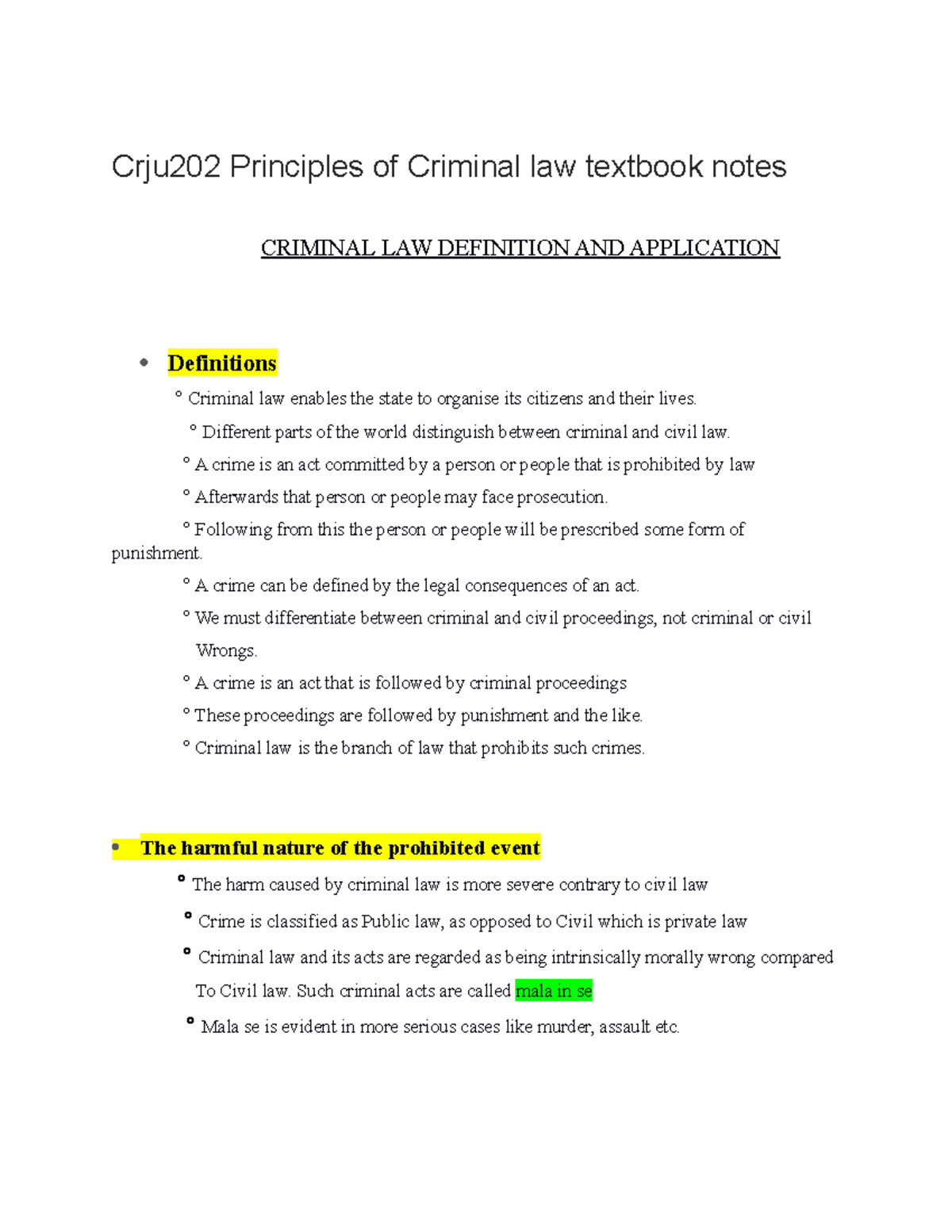 Document 117 - Lecture notes 4 - Crju202 Principles of Criminal law ...