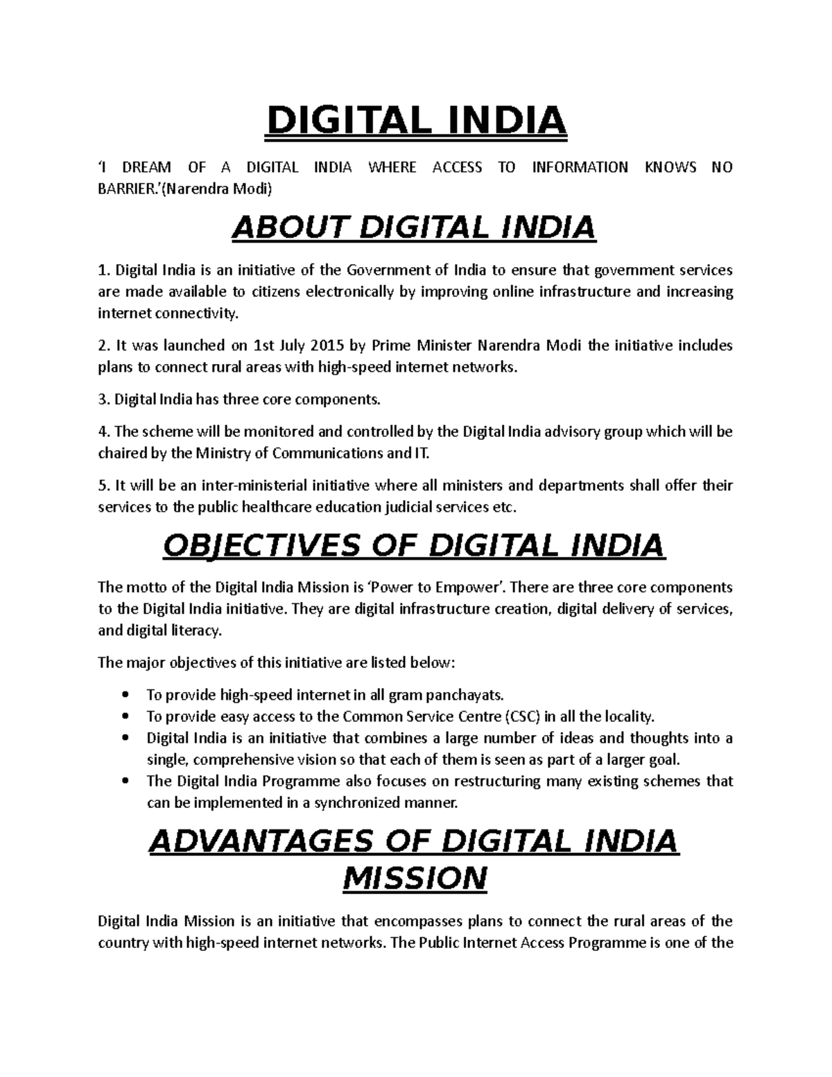 Digital India idk DIGITAL INDIA ‘I DREAM OF A DIGITAL INDIA WHERE