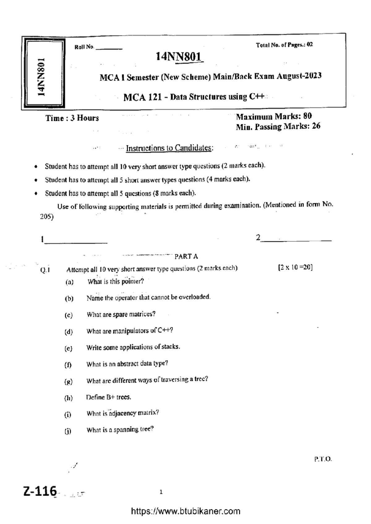 Mca 1 sem data structures using cpp 14nn801 aug 2023 - Master of ...