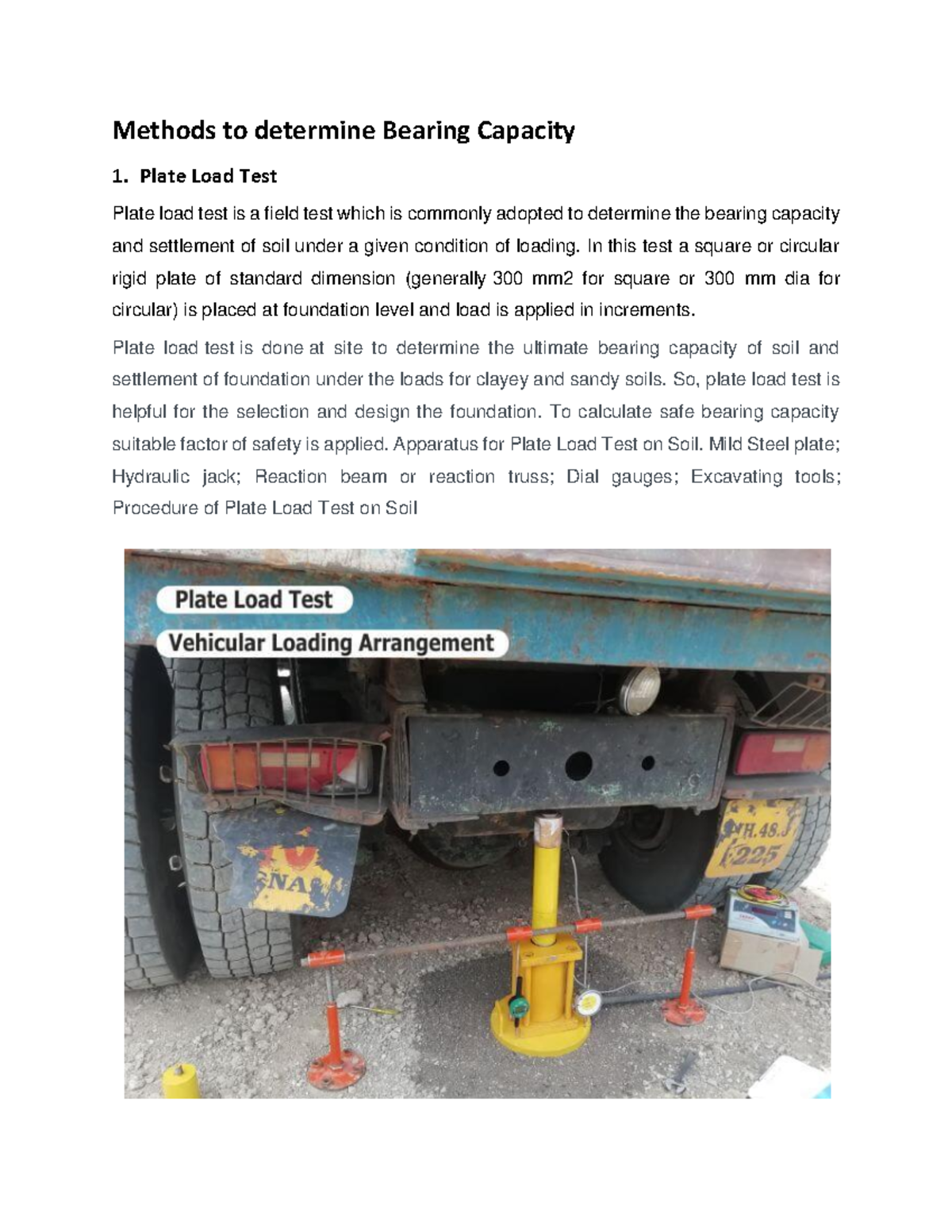 Methods to determine Bearing Capacity 4 - Plate Load Test Plate load ...