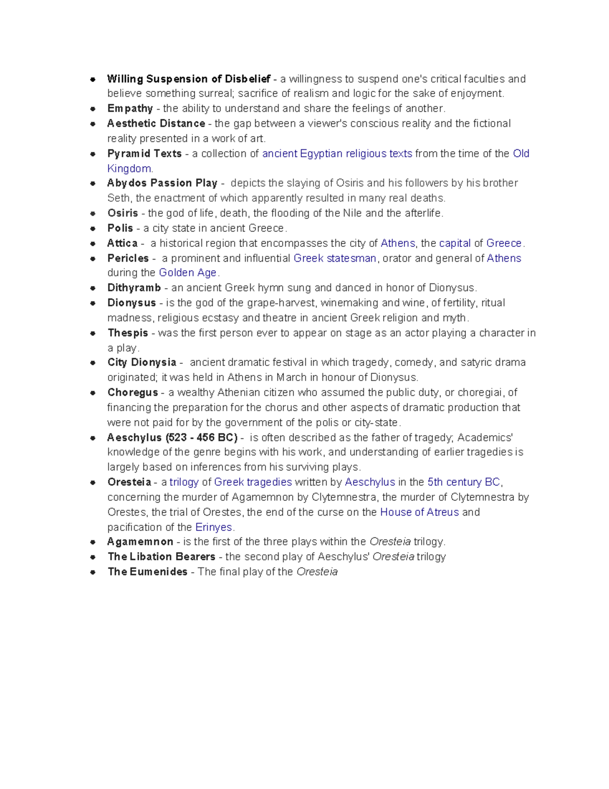 Theater History Lecture notes 1 Willing Suspension of willingness