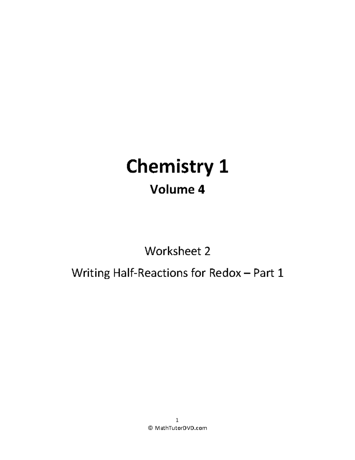 Chemistry+1+Tutor+ +Vol+4+ +Worksheet+2+ +Writing+Half Reactions+for ...