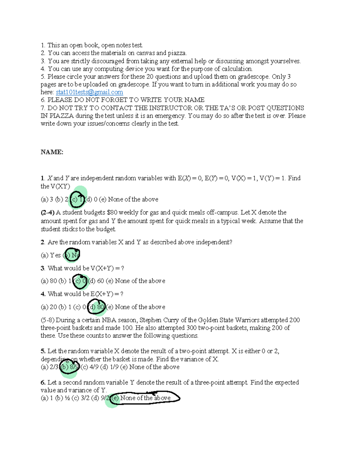 Actual-midterm 2 - Midterm 2 for Professor Shuva Gupta - This an open ...