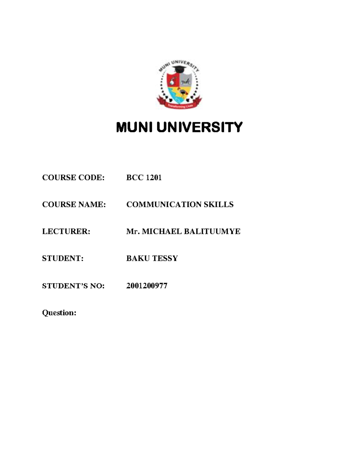 Ecademic Essay Guide(I) - MUNI UNIVERSITY COURSE CODE: BCC 1201 COURSE ...