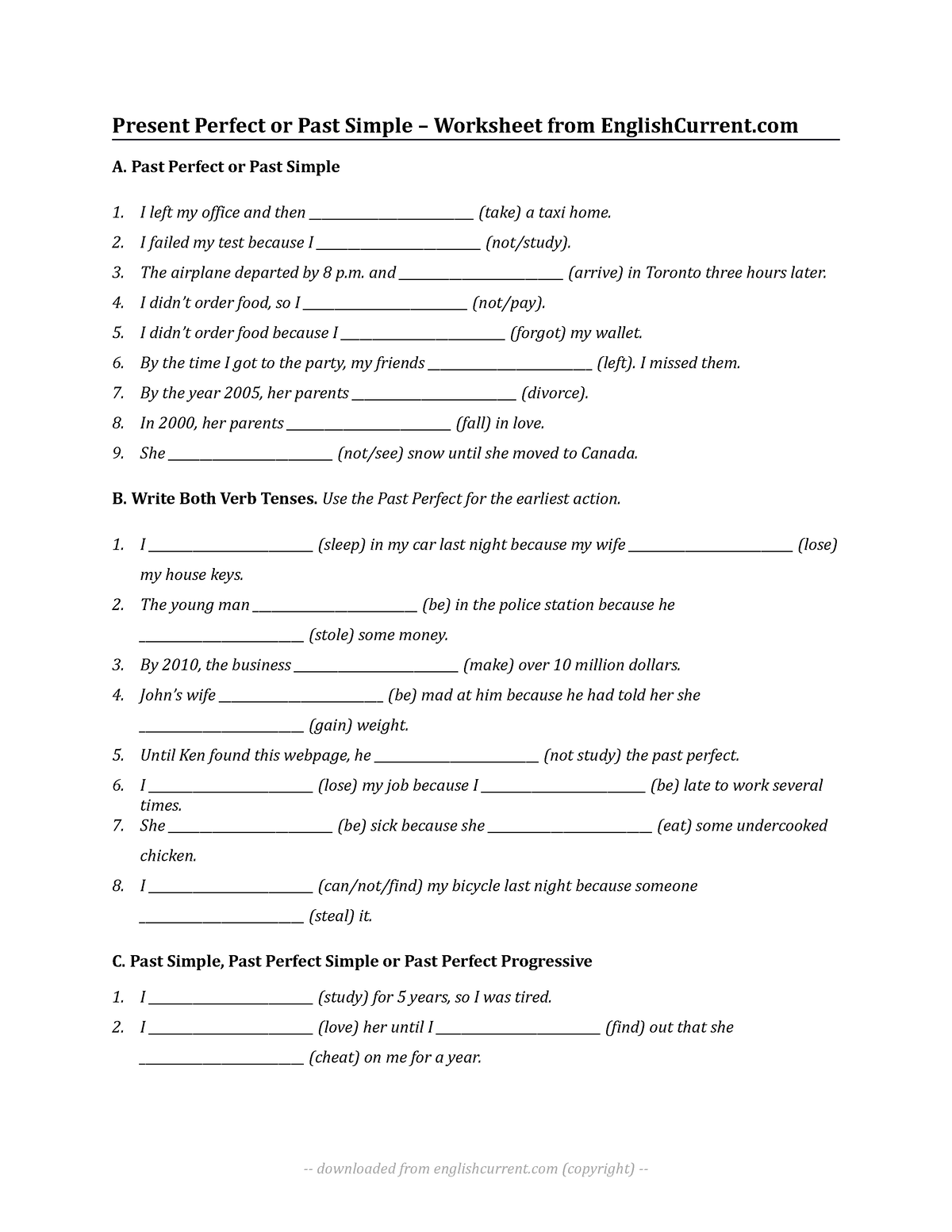 Past-perfect-past-simple-worksheet - Present Perfect or Past Simple ...