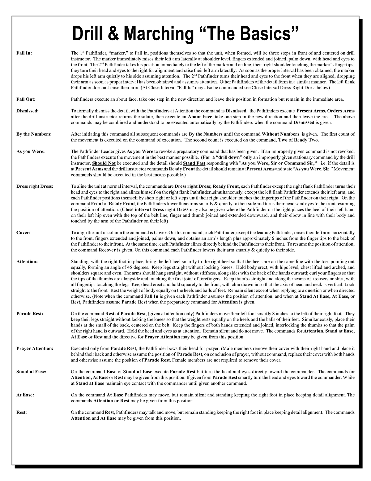 Basic Drill Commands Oblique - Drill & Marching “The Basics” Fall In ...