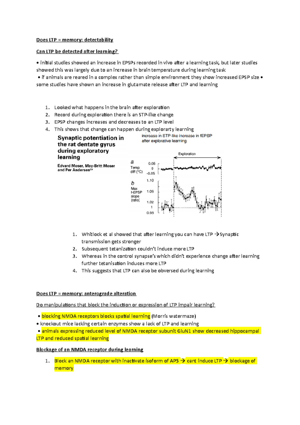 Week 4 Mechanisms of learning and memory III Part 2 - Does LTP = memory ...