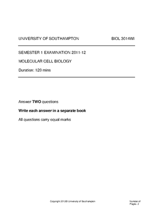 Exam 2011, questions