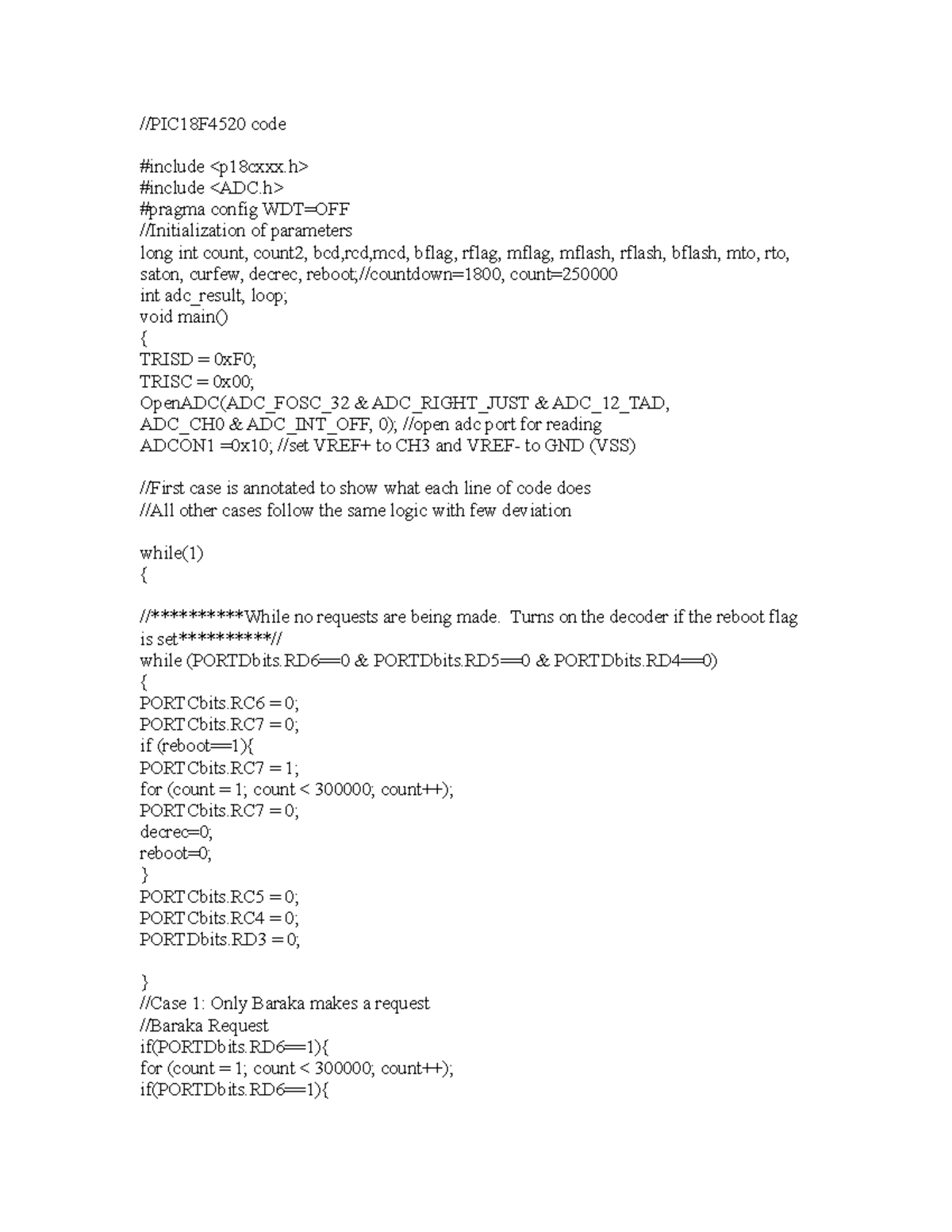 PIC18F4520 code Code for Microcontroller //PIC18F4520 code include