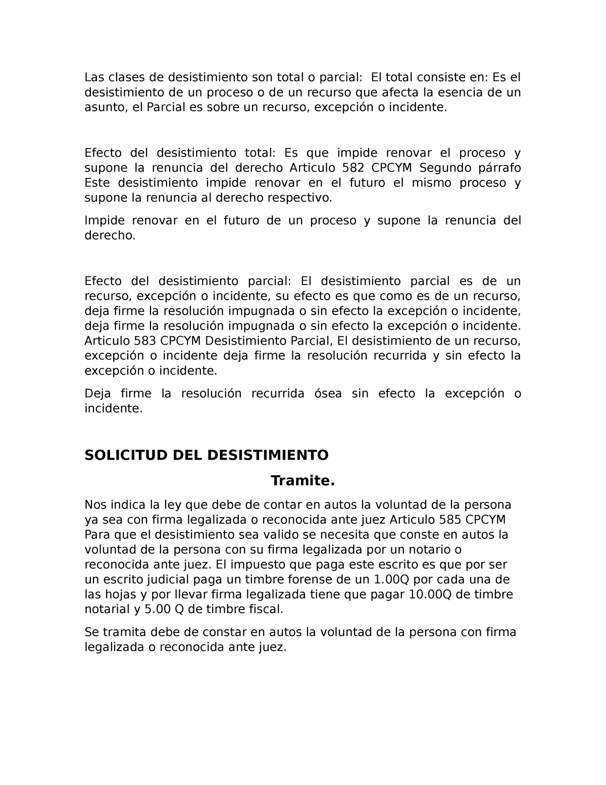 EL Desistimiento - Resumen Derecho Procesal Civil Y Mercantil II - Las ...