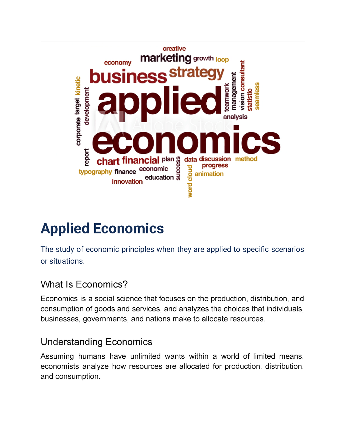 essay about applied economics brainly