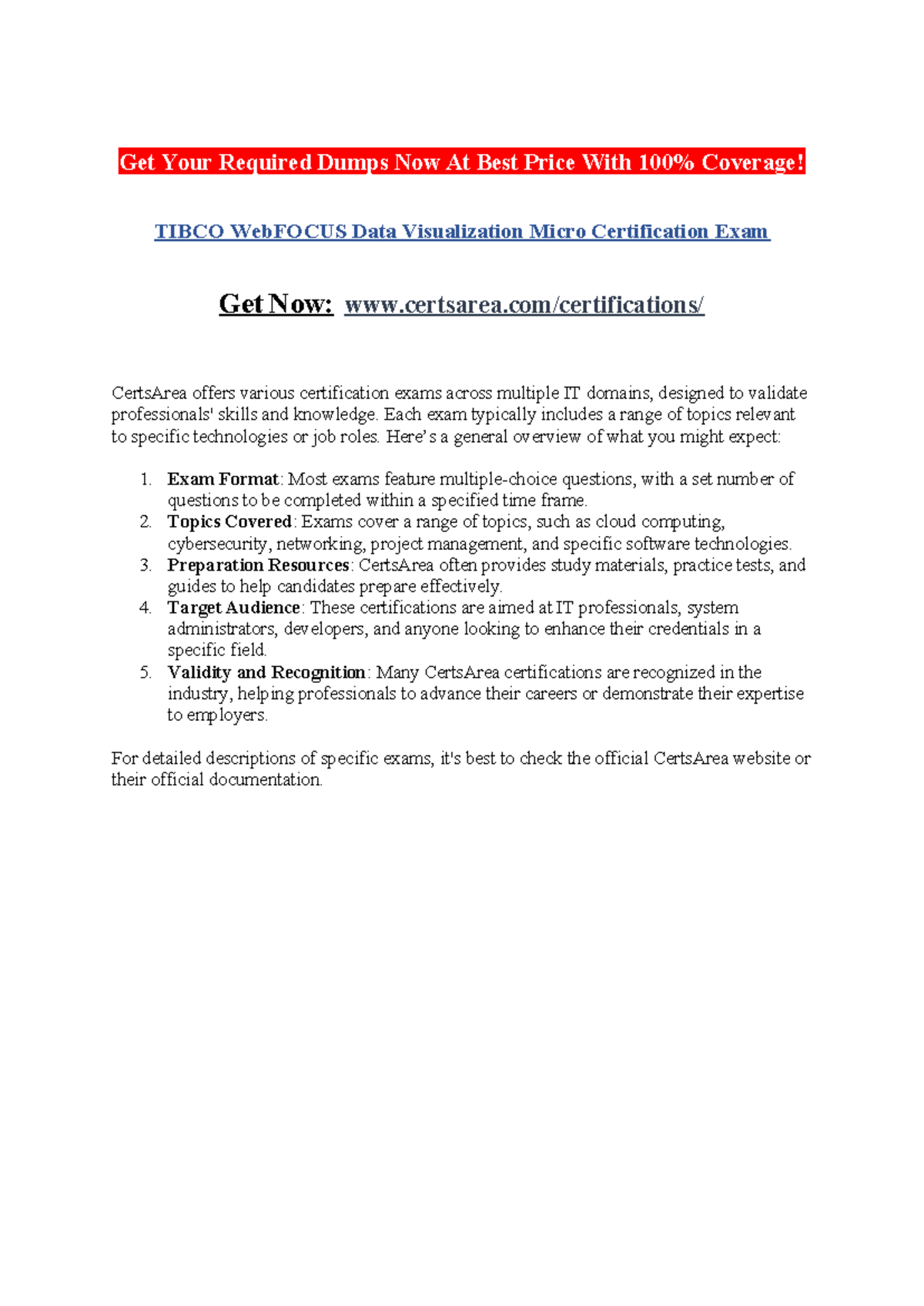 Tibco Web Focus Data Visualization Micro Certification Exam - Get Your ...