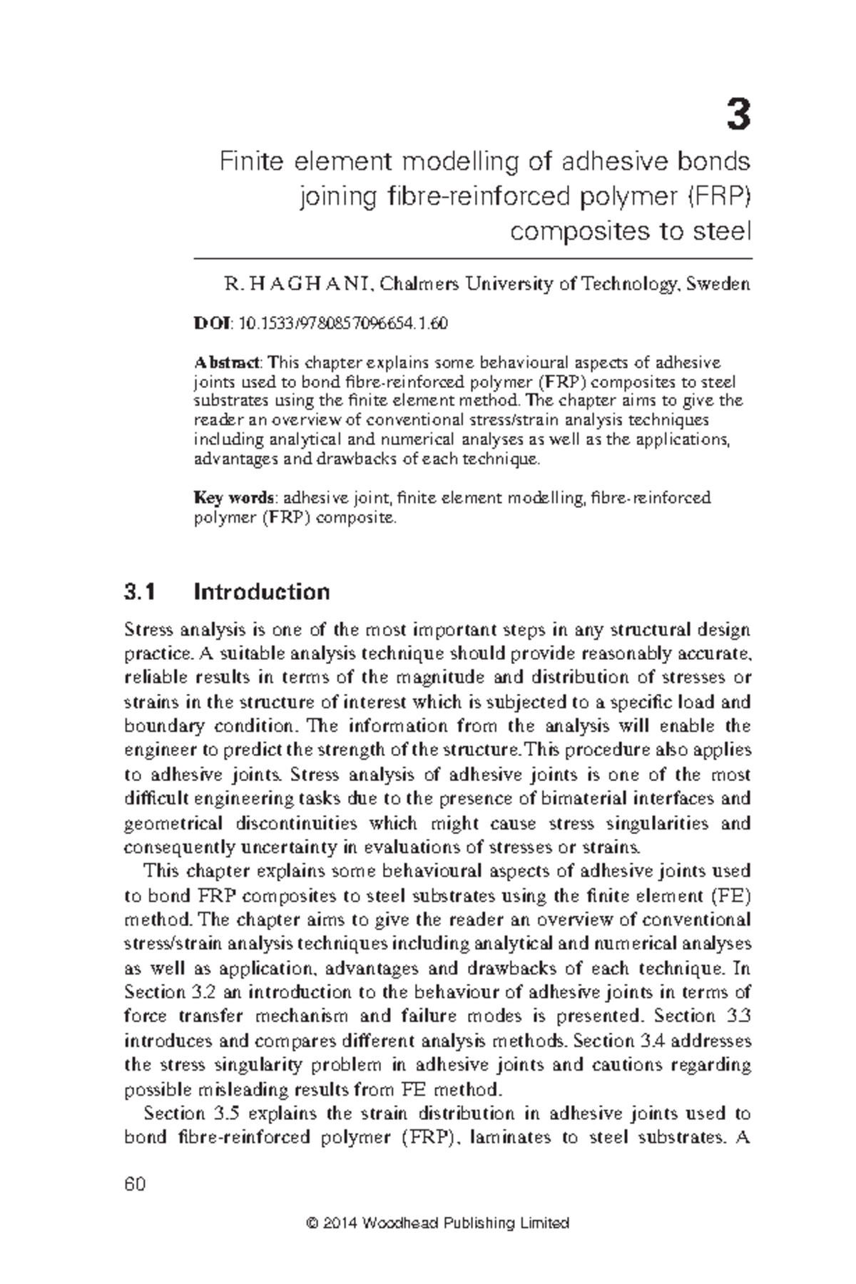 Adhesive bonding of composite CFRP - 3 Finite element modelling of ...
