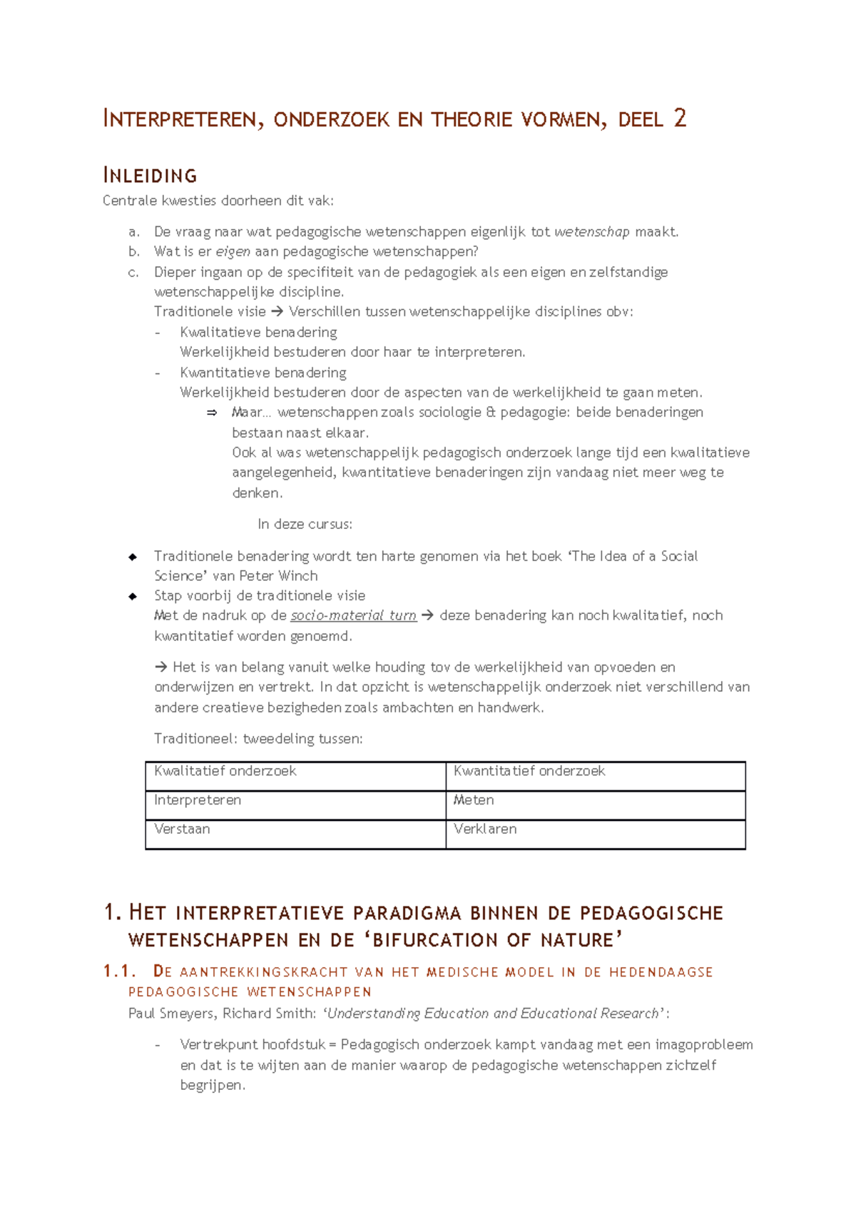 Interpreteren samenvatting 1.1 - 1.2 - 1.3 - 1.4 - INTERPRETEREN ...