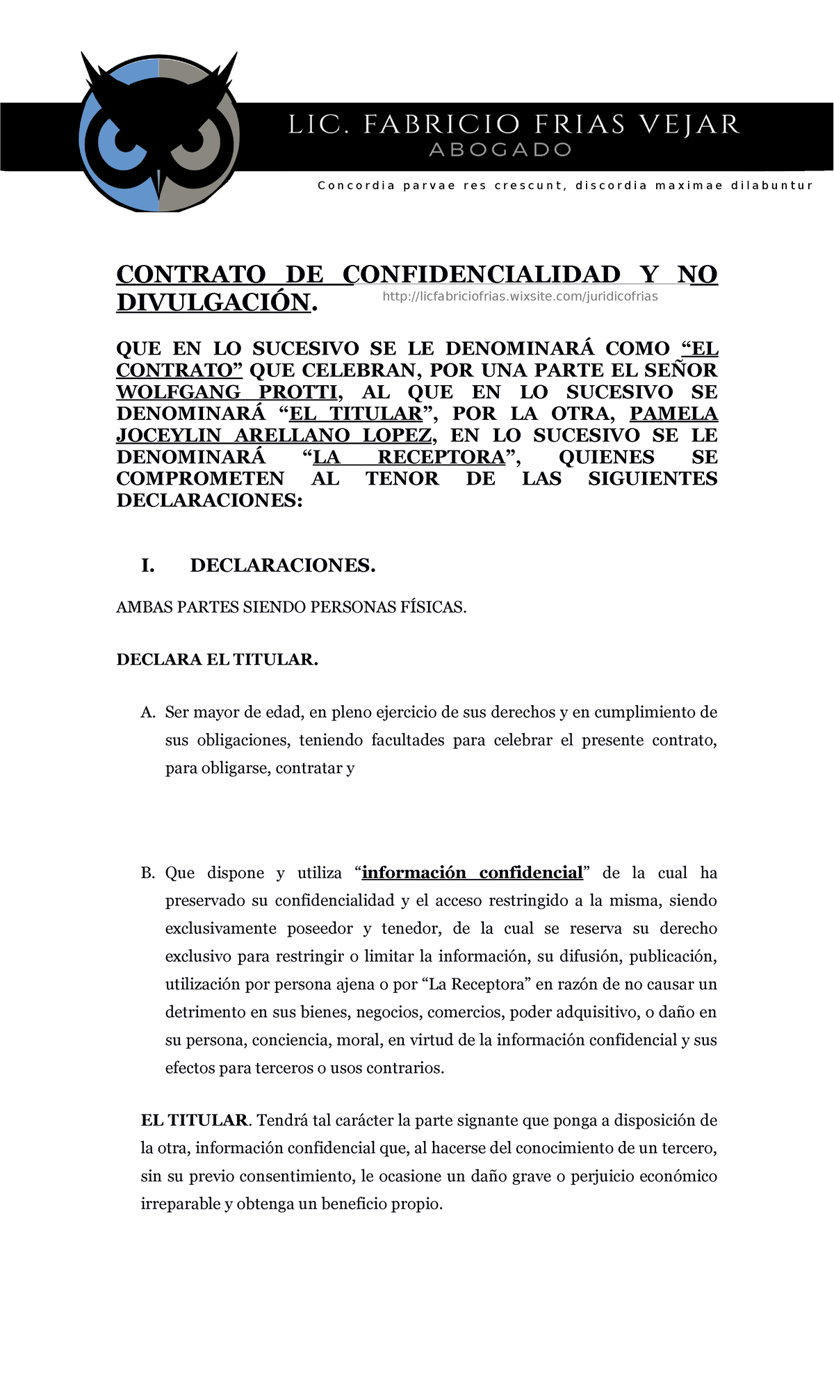 Contrato DE Confidencialidad2020 CONTRATO DE CONFIDENCIALIDAD Y NO DIVULGACIÓN. QUE EN LO Contrato DE Confidencialidad2020 CONTRATO DE CONFIDENCIALIDAD Y NO DIVULGACIÓN. QUE EN LO