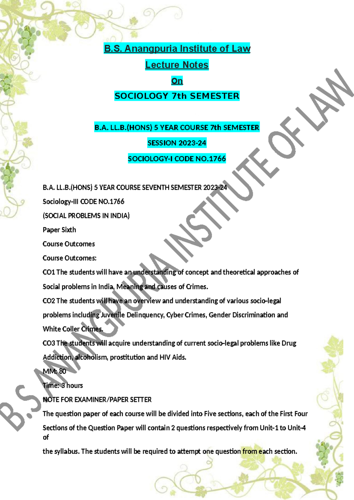 UNIT-1 Sociology 7TH SEM Notes - B. Anangpuria Institute of Law Lecture ...