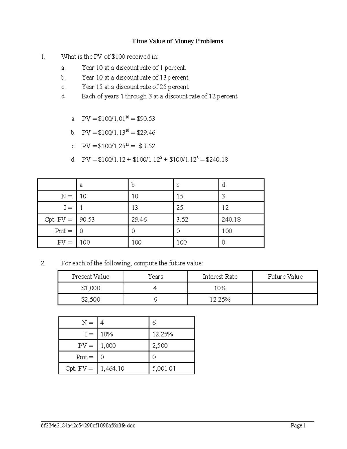 TVM Review Lecture - fffff - Time Value of Money Problems What is the ...